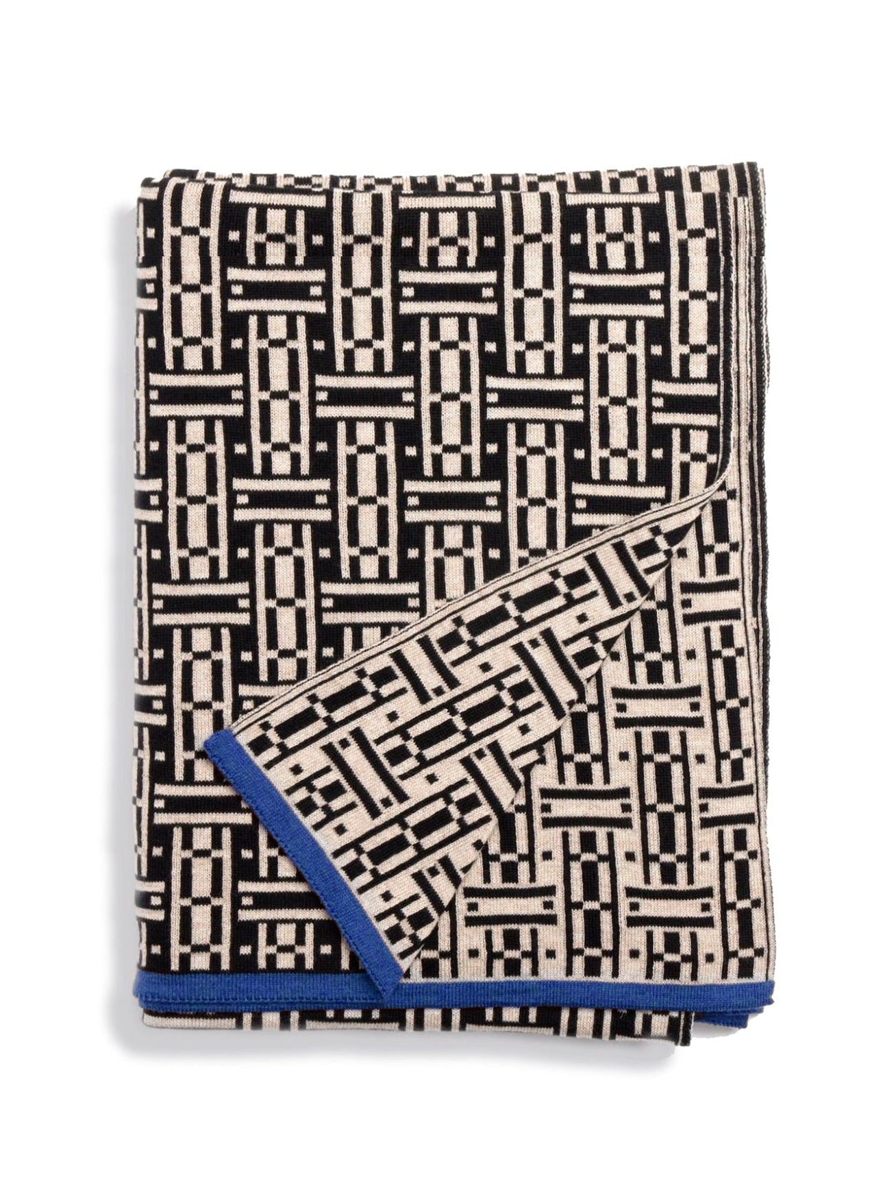 Merino Wool Blanket - Blue Lightning Parquet