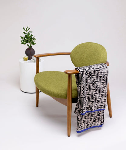 Designer merino wool throw UK Parquet pattern Ambar London