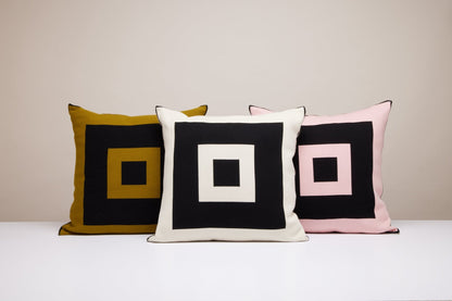 Bold Frame Jacquard Cushion Cover - Off White