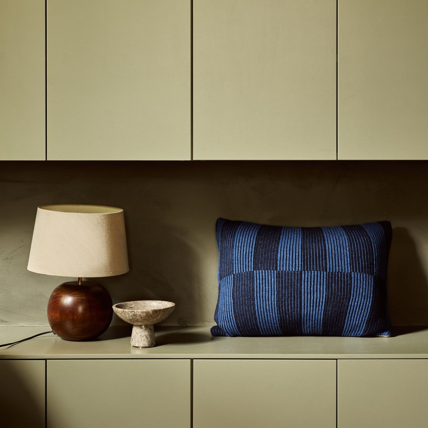 British Wool Tiles Cushion - Electric Blue  55cm x 40cm