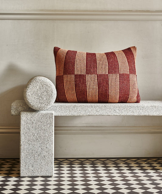British Wool Tiles Cushion - Peach 55cm x 40cm