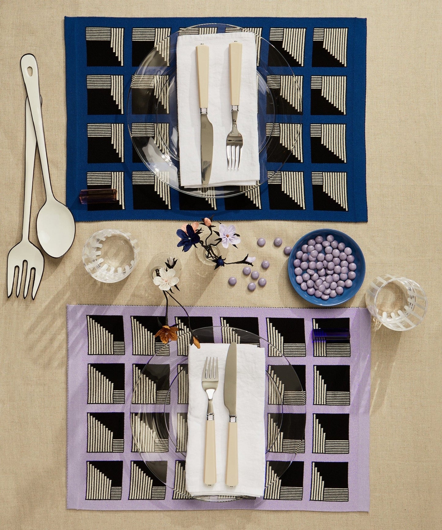 Placemat Knitted Jacquard - Blue lavender gift set - Ambar Homeware - Camille Walala
