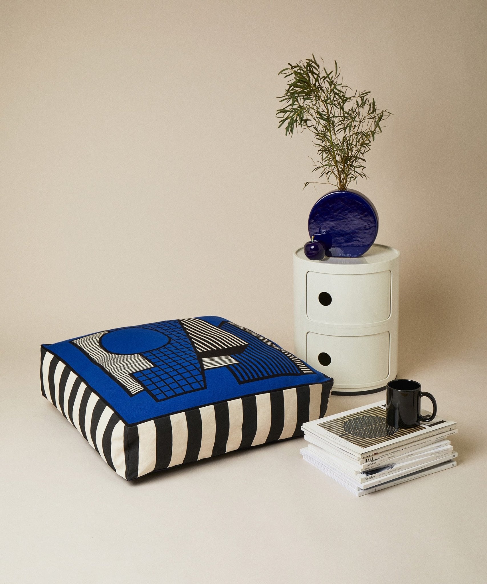 Floor Cushion - Electric Blue - Ambar Homeware - Living room - Camille Walala