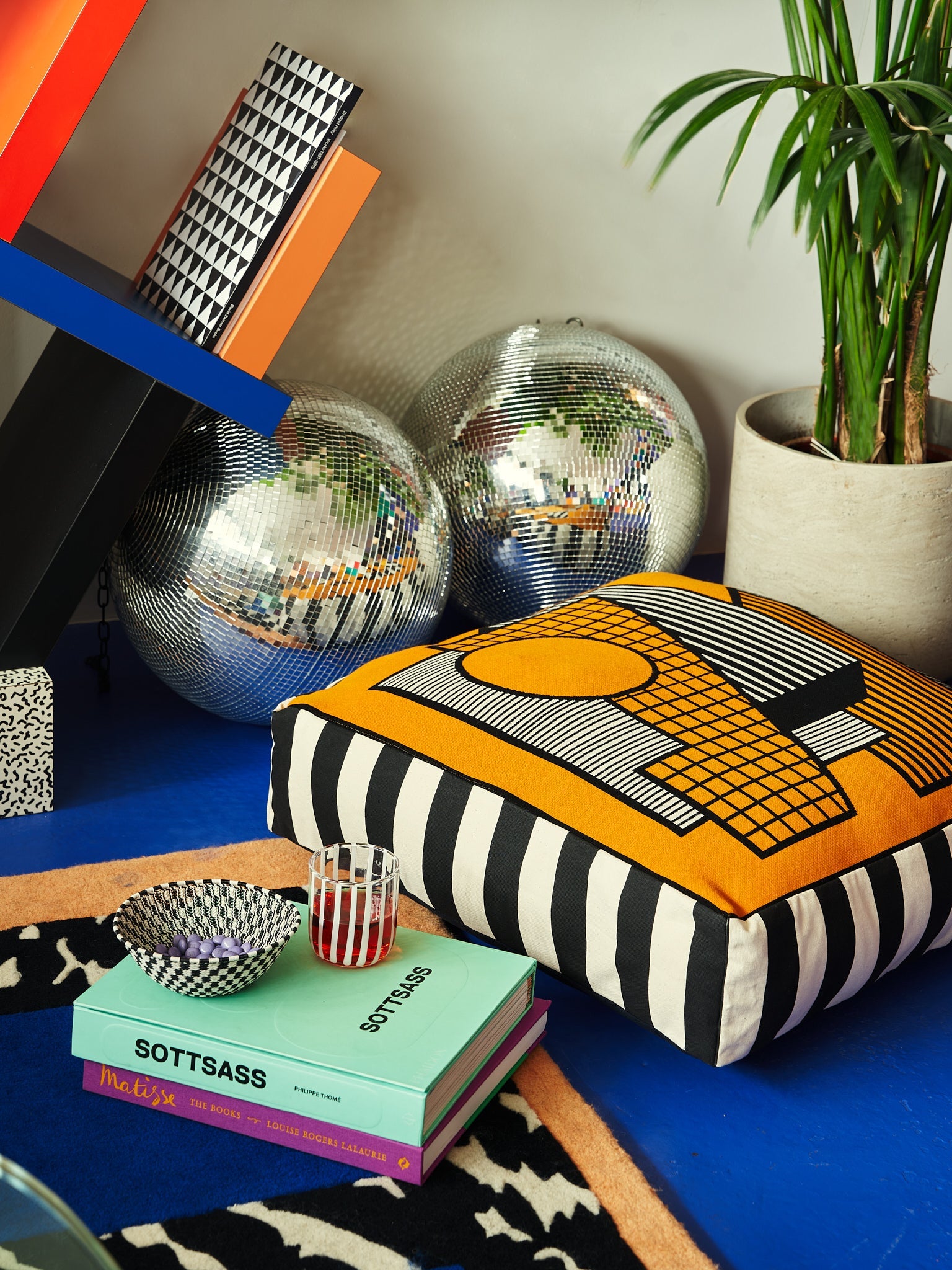 Floor Cushion - Saffron - Ambar Homeware - house party - disco ball- Camille Walala